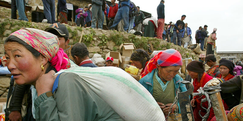 Sherpa people in everest region 